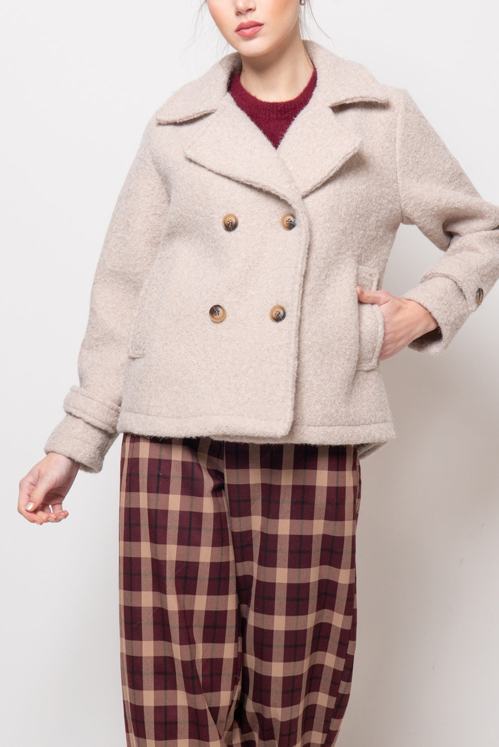 Cappotto bouclé corto