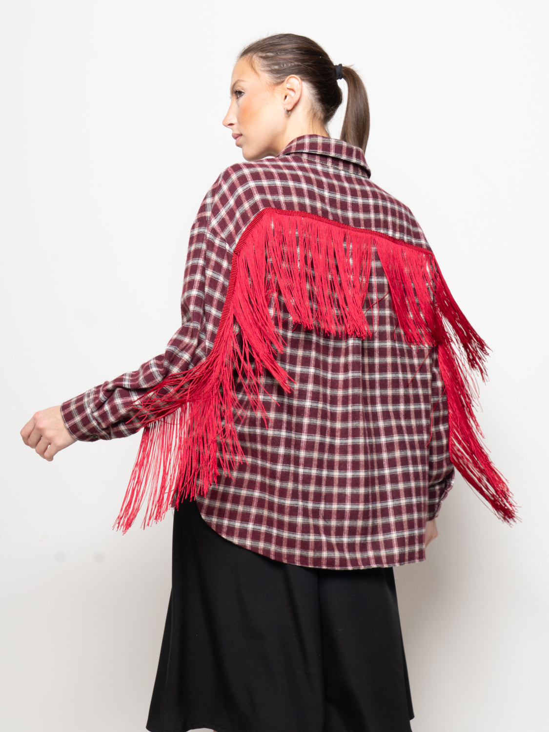 Camicia a quadri con frange