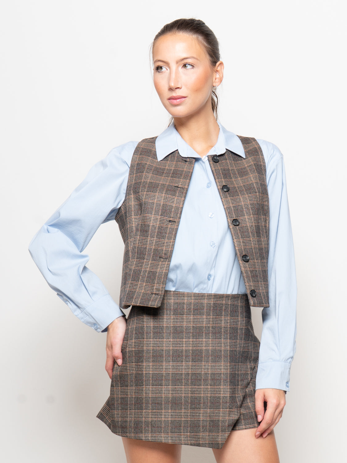 Gilet check senza maniche