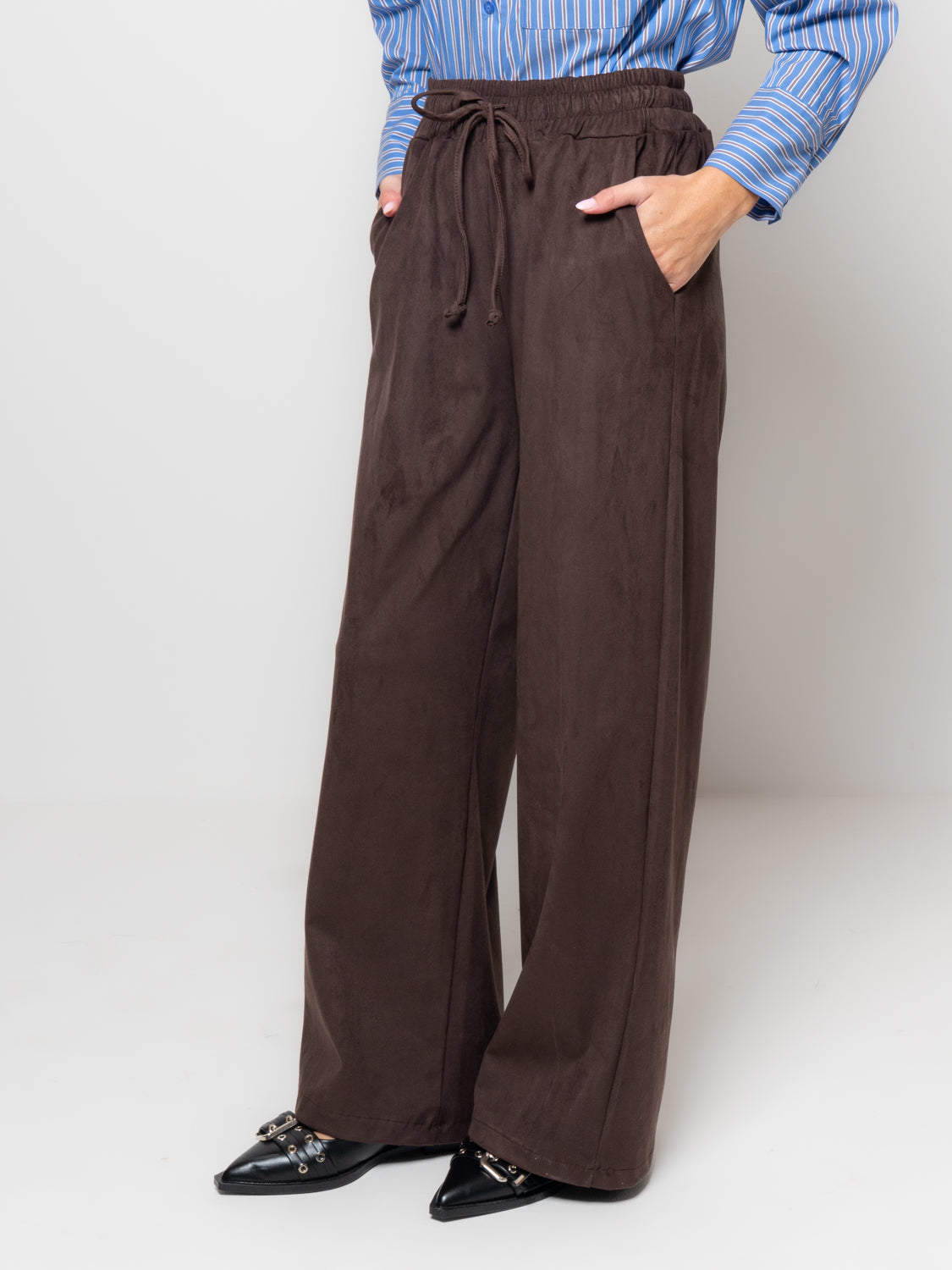 Pantalone palazzo effetto suede