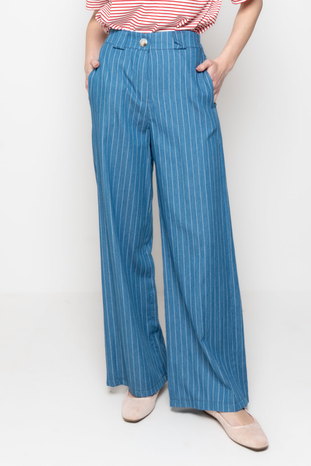Pantaloni in tessuto gessato