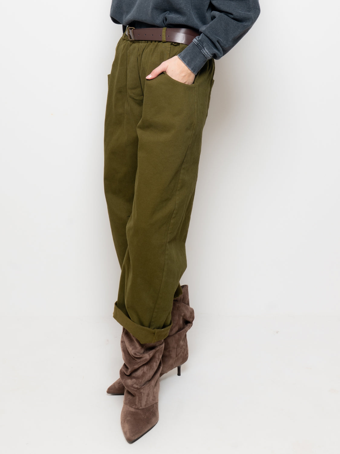Pantalone cargo a vita alta