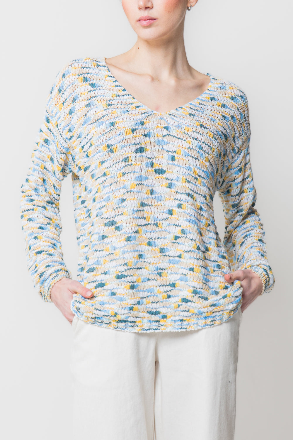 Maglia in Filato Fiammato Multicolor