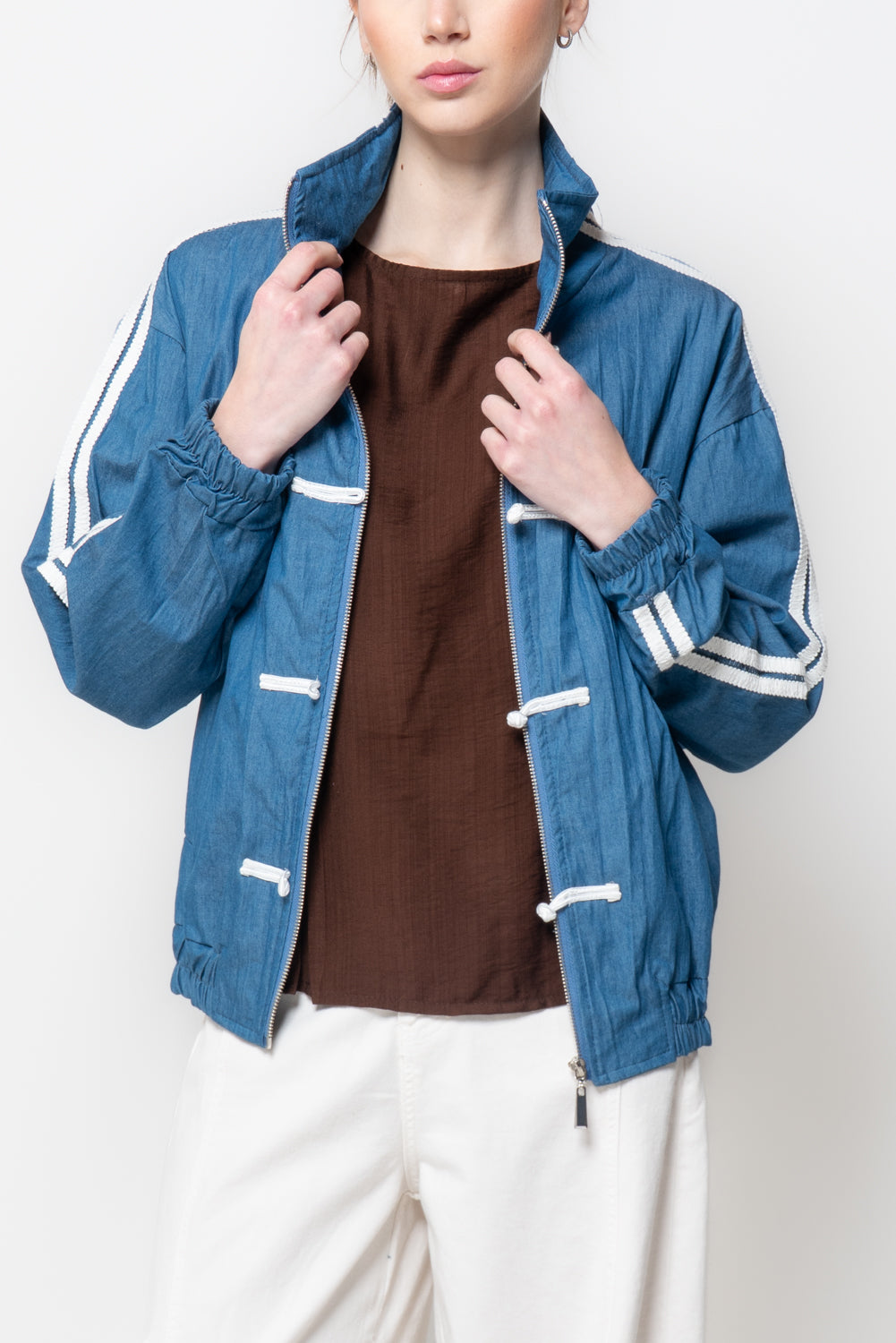 Bomber in Jeans con Alamari