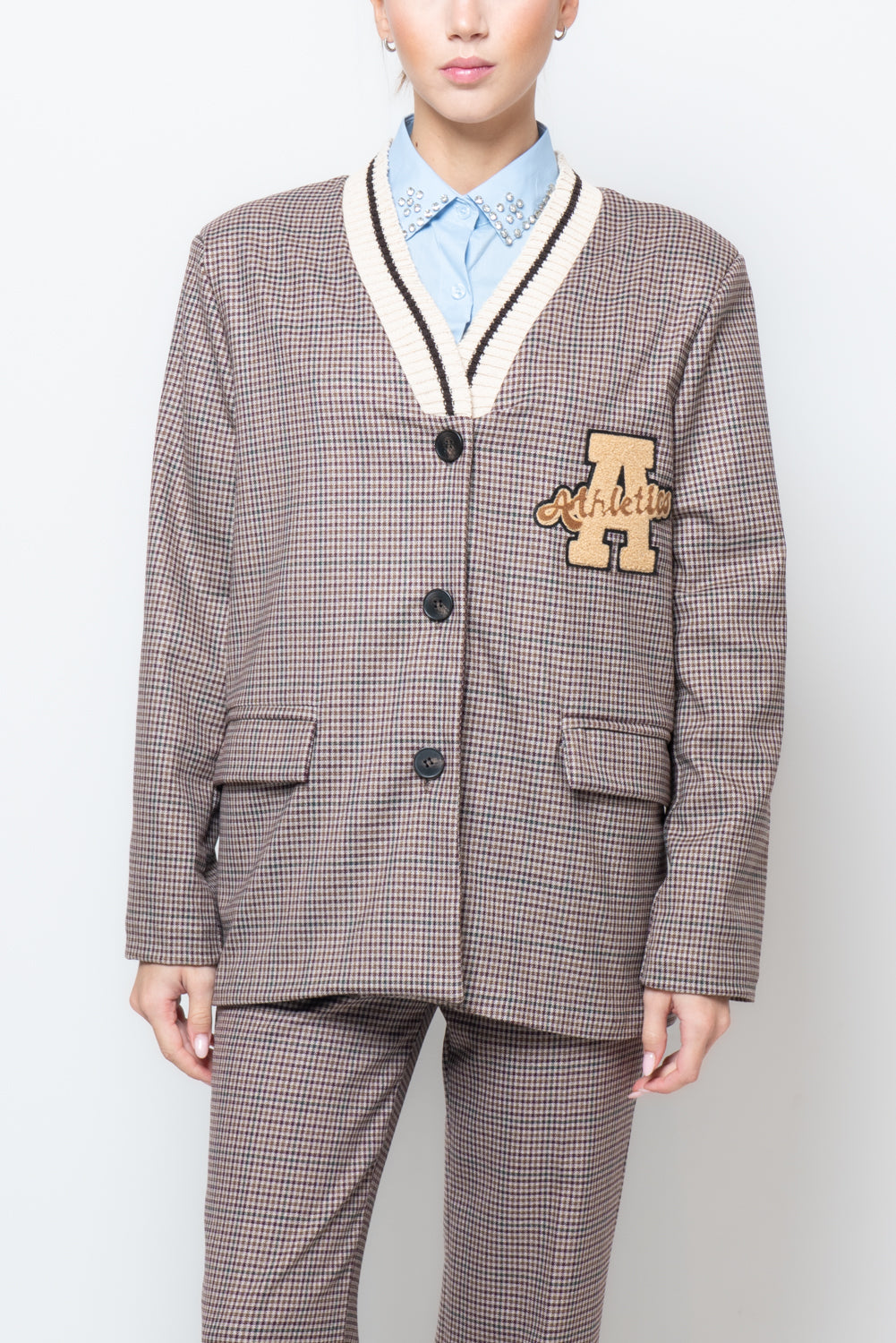 Giacca a cardigan in pied de poule