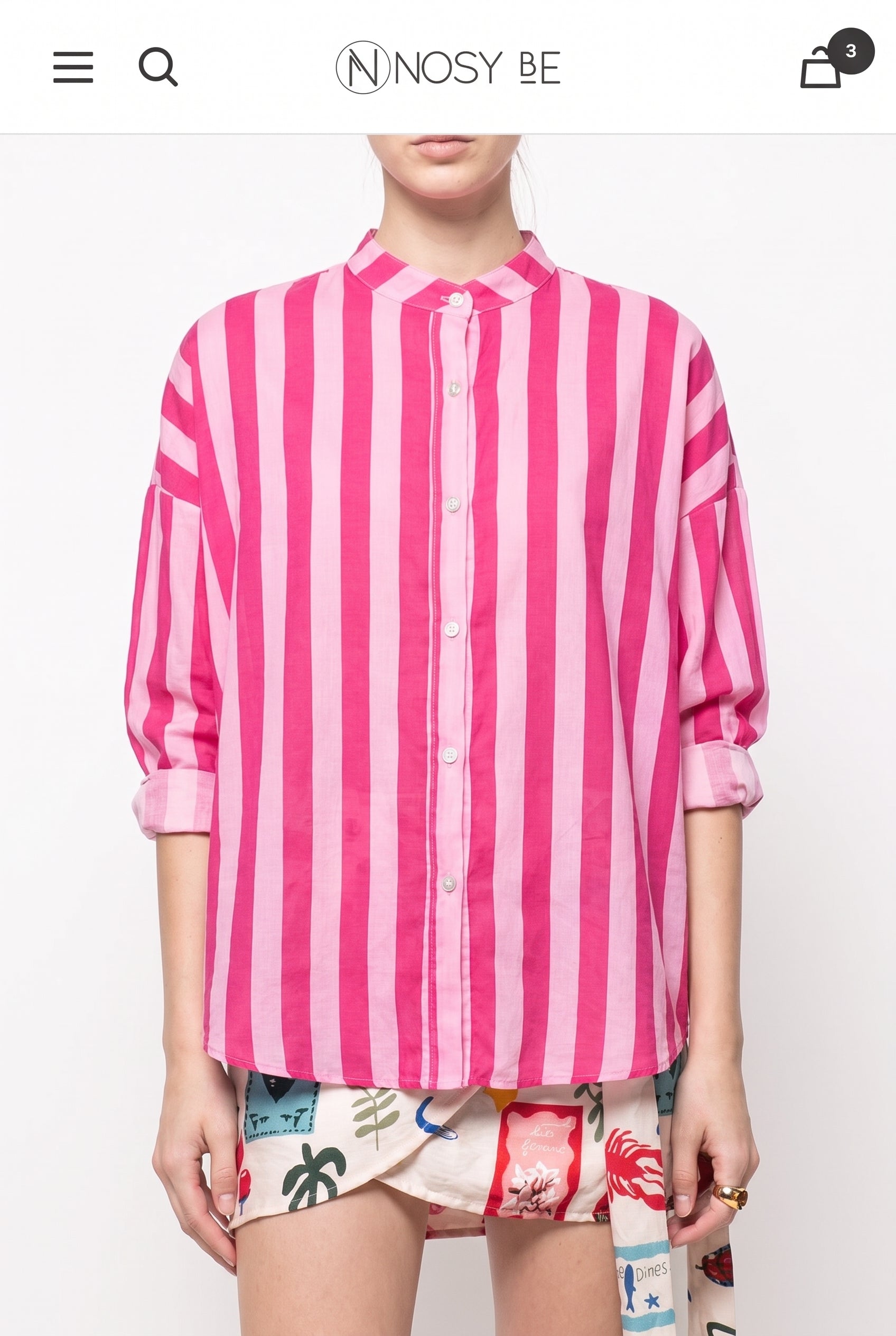 Camicia alla coreana a righe