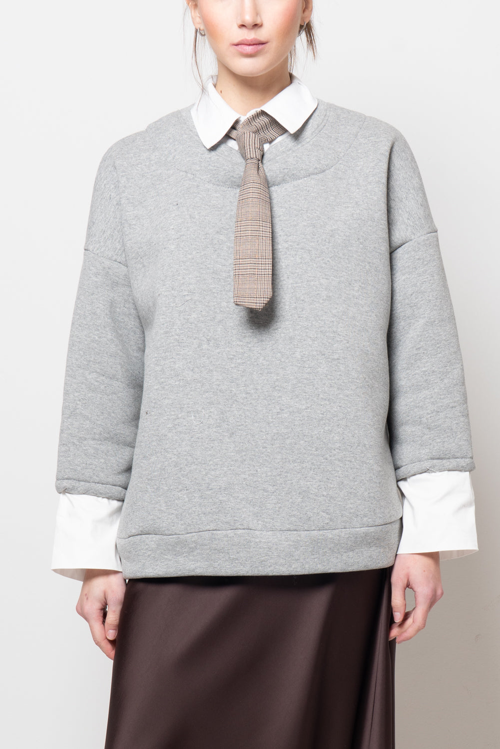 Felpa doppio tessuto con cravatta