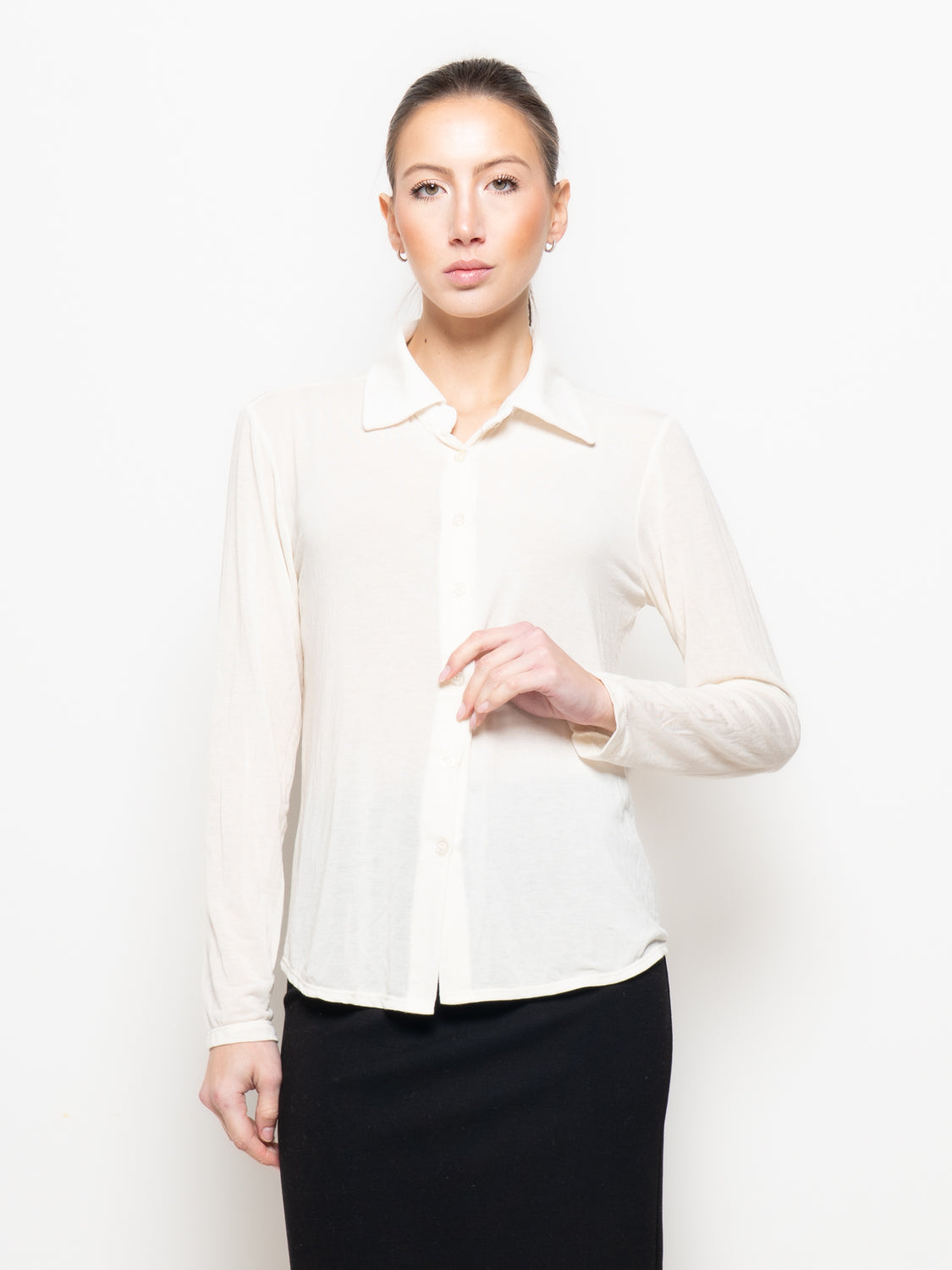 Camicia misto cashmere con colletto