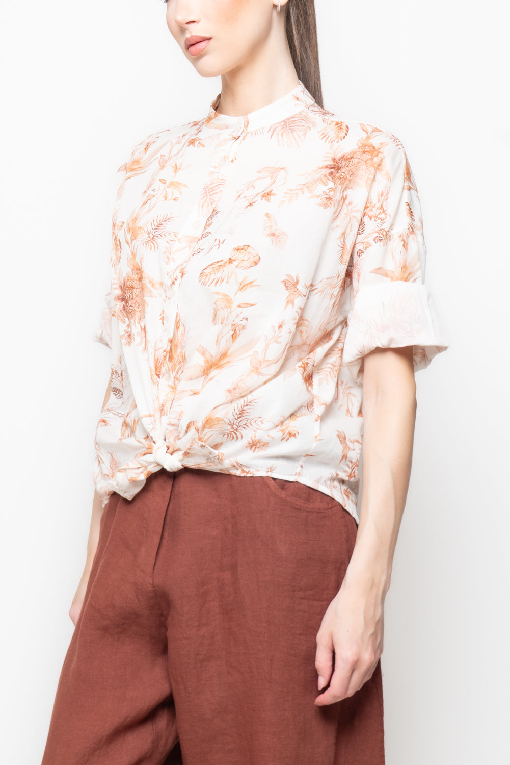 Camicia Fantasia Tropici con Nodo