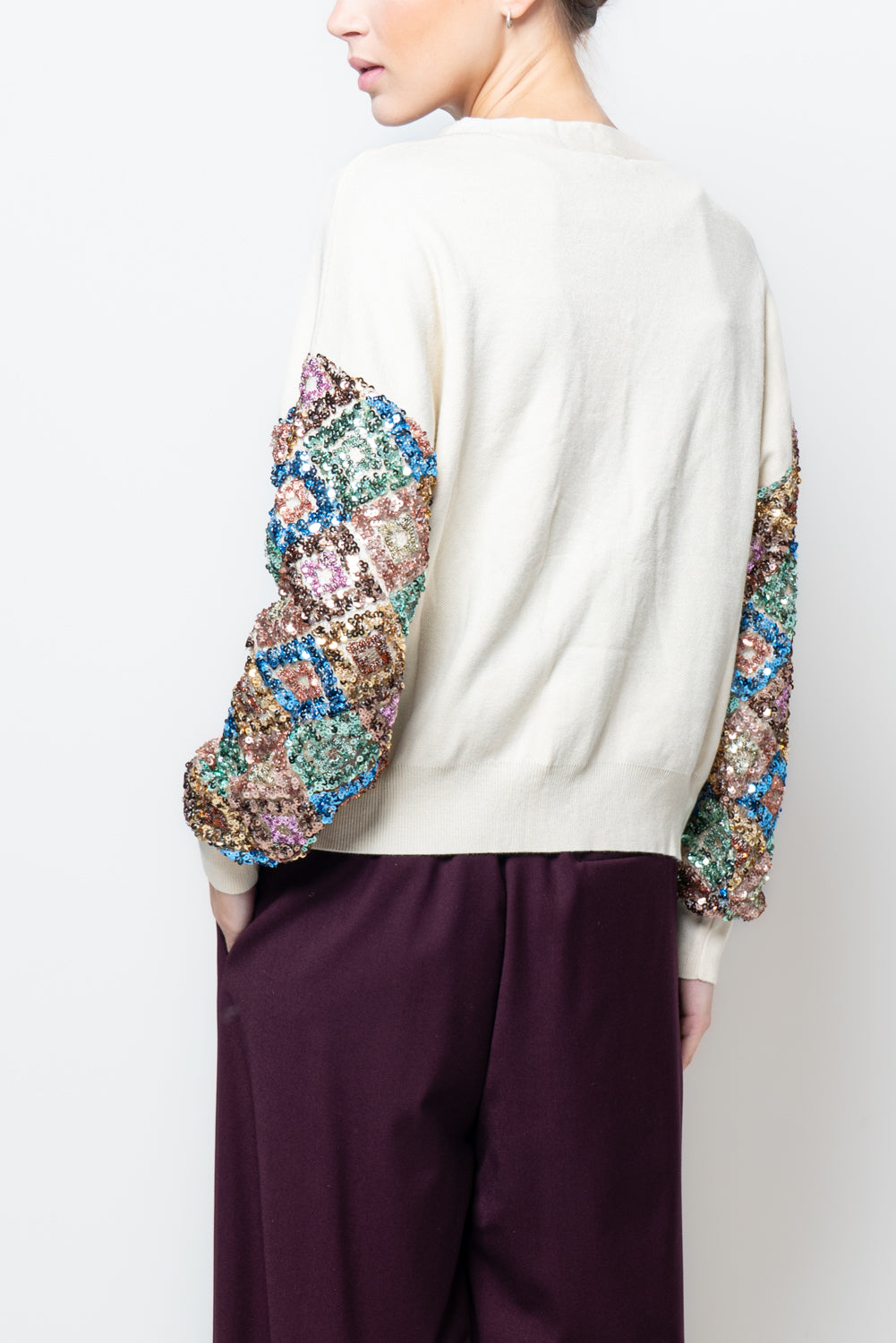 Cardigan manica paillettes