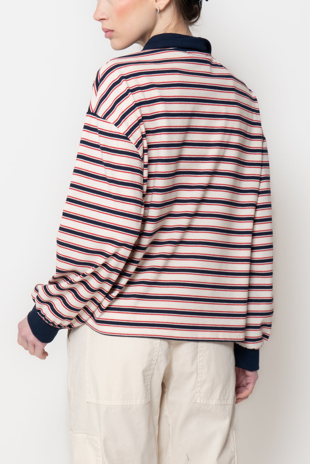 Maglia Polo a Righe con Profili a Contrasto