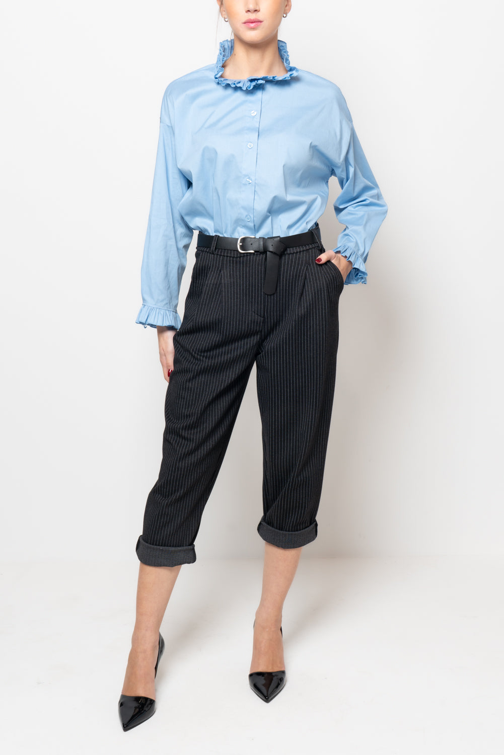 Pantalone gessato in punto milano