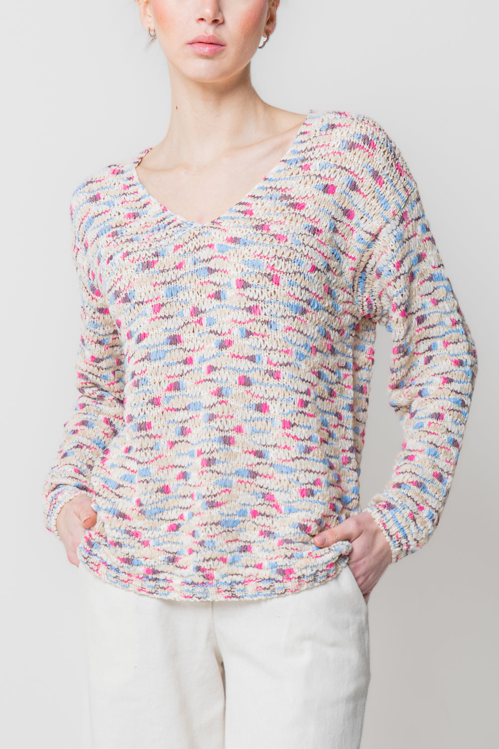 Maglia in Filato Fiammato Multicolor