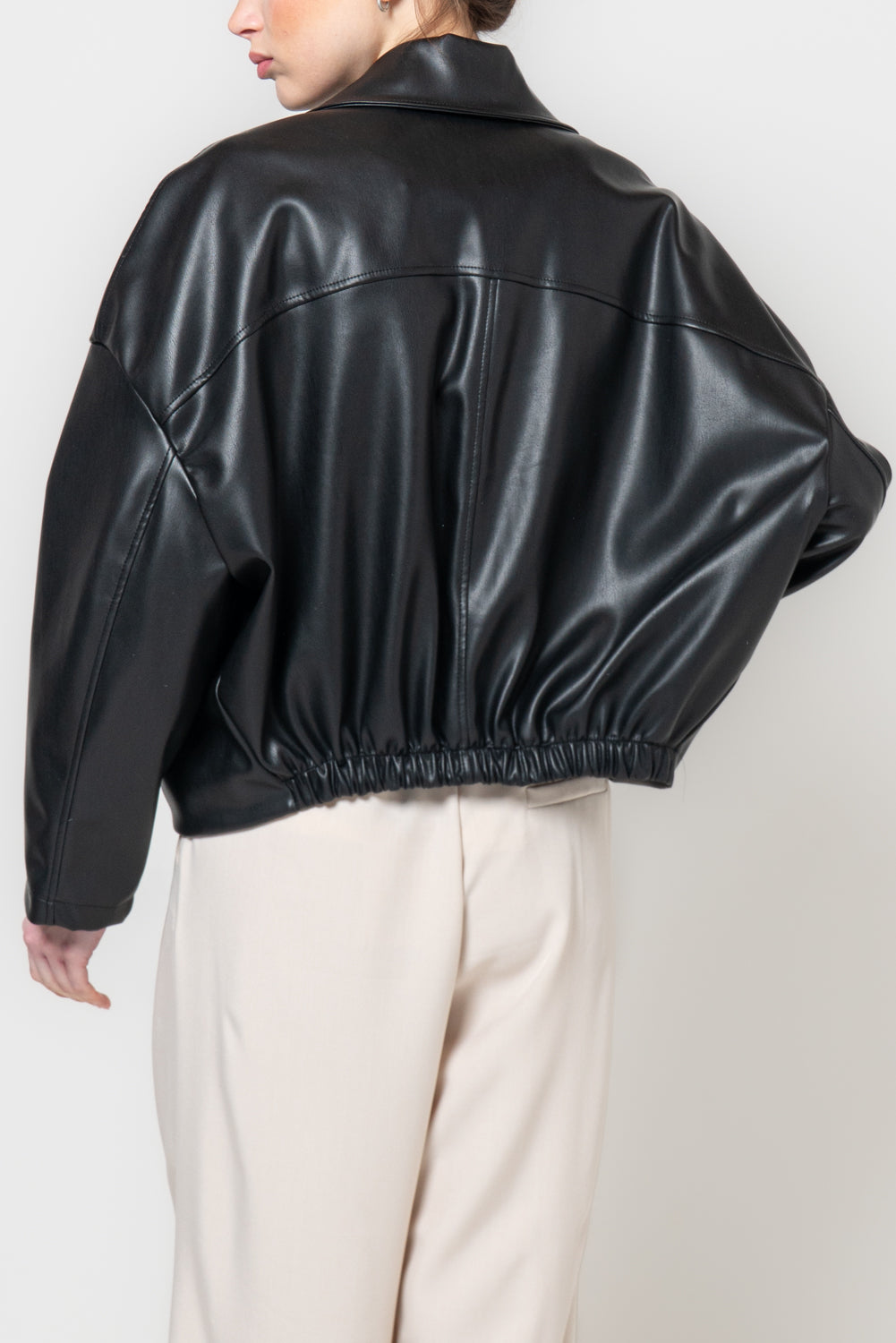 Bomber doppiopetto in similpelle