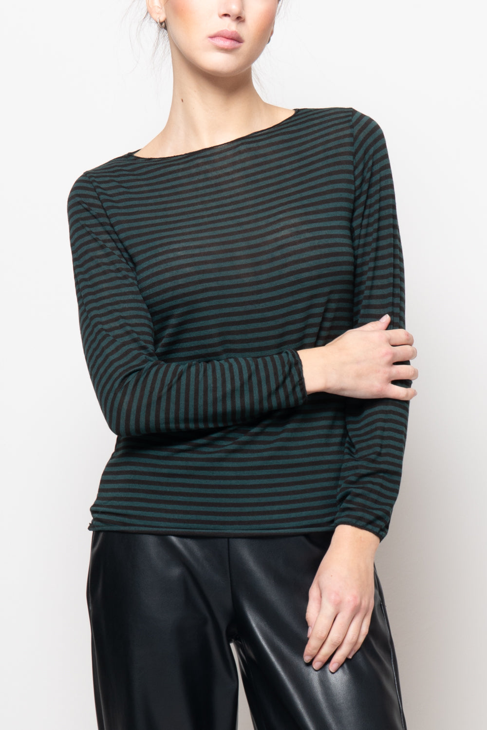 T shirt in misto cashmere a righe