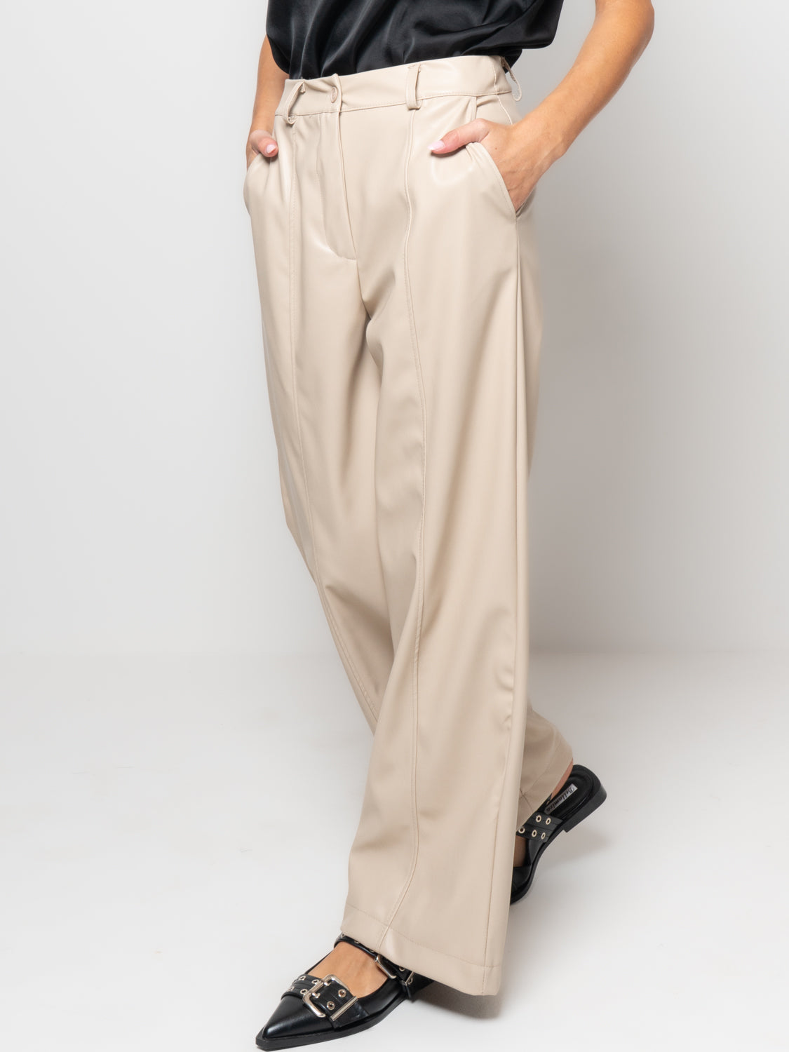 Pantalone palazzo in similpelle