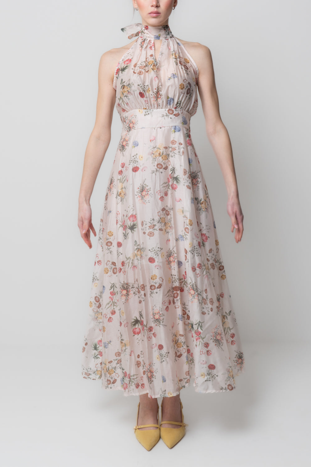 Abito Lungo Floreale Halter