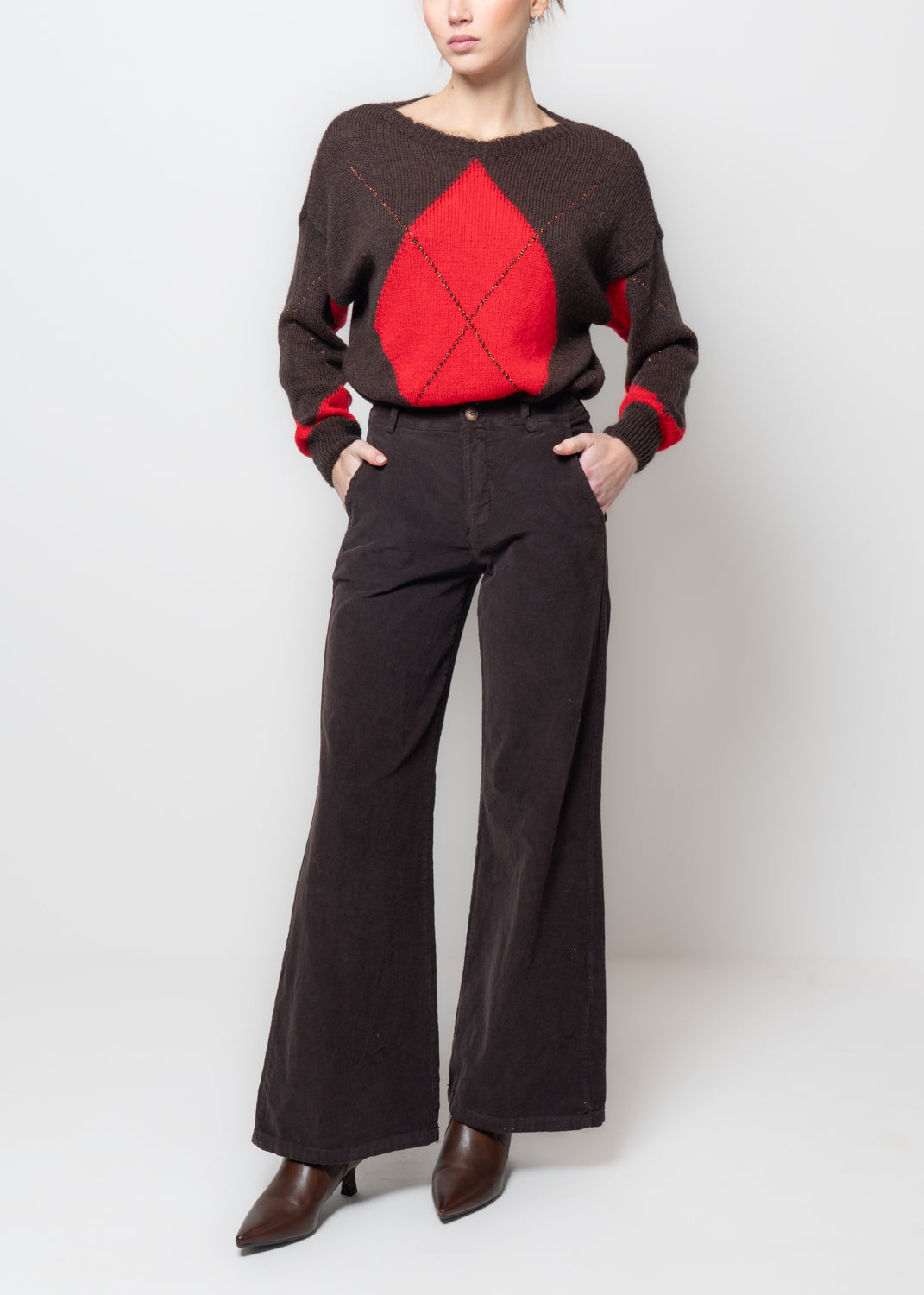 Pantaloni a palazzo in velluto