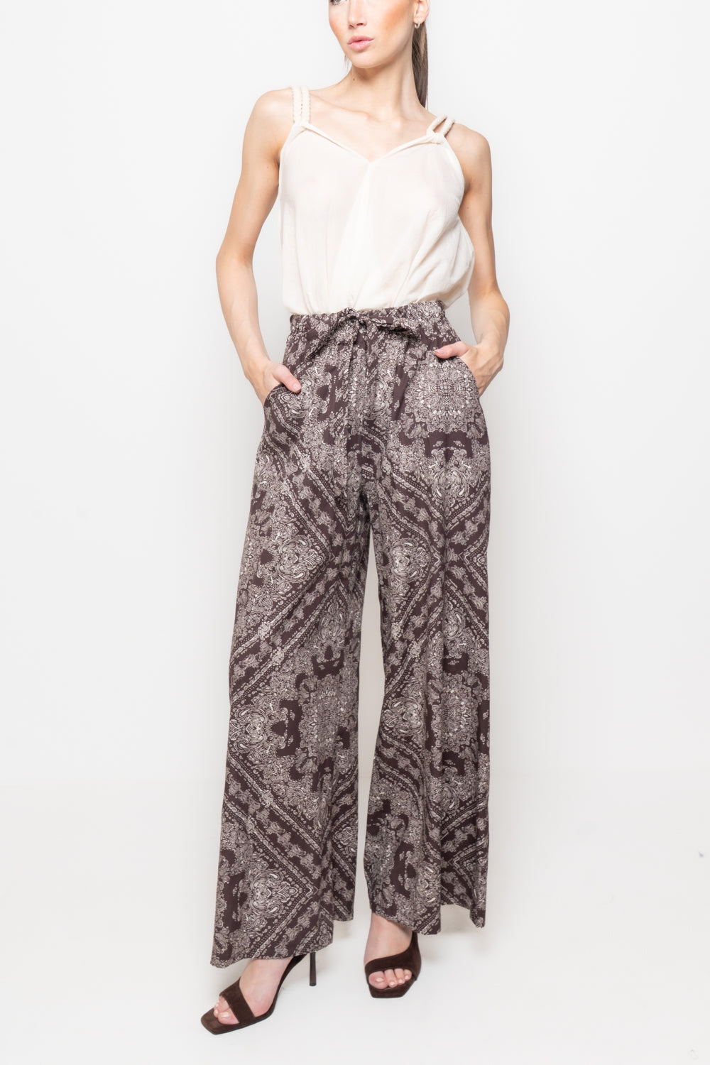 Pantaloni a palazzo fantasia bandana