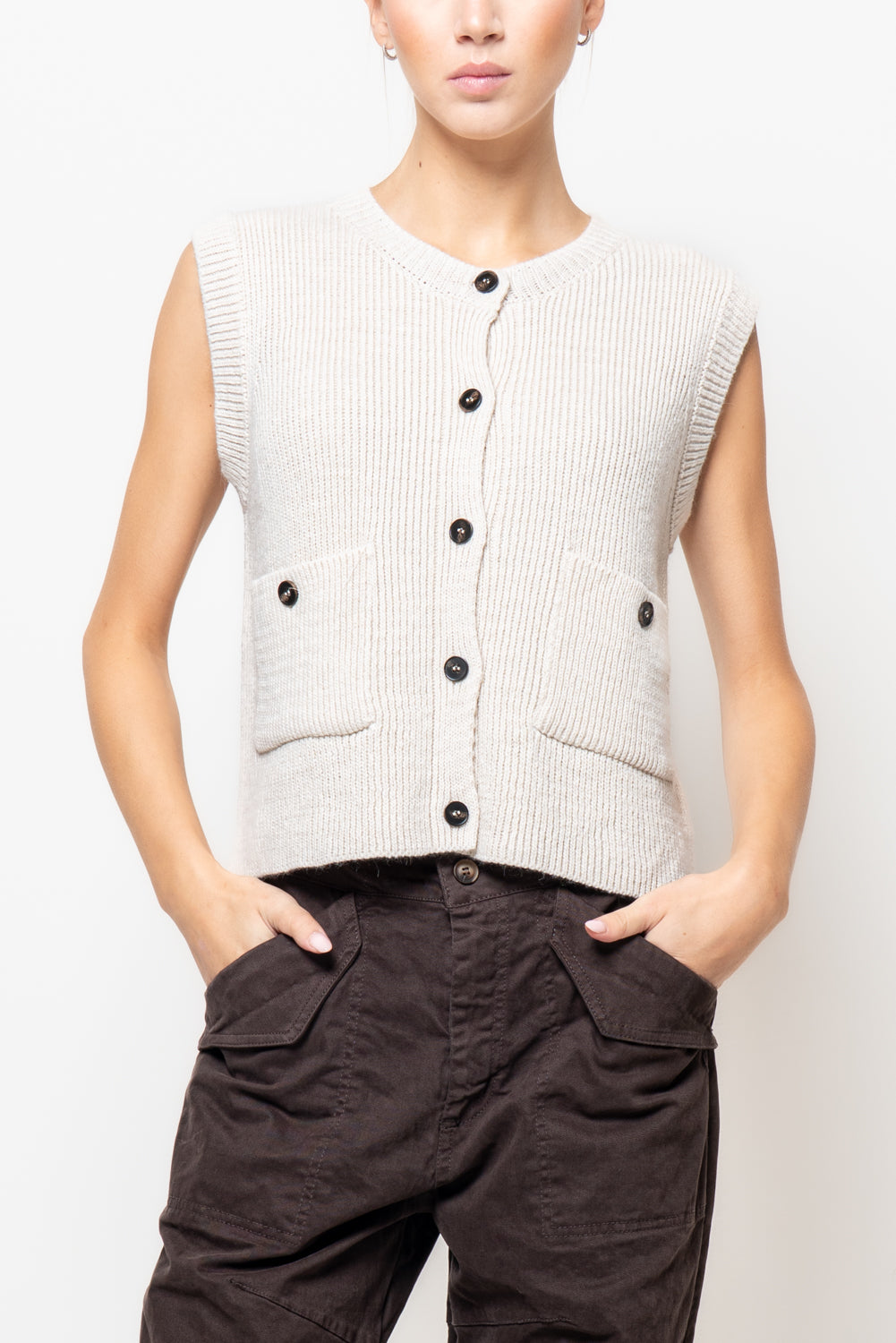 Gilet paricollo con bottoni