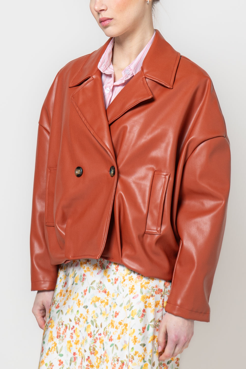 Bomber doppiopetto in similpelle