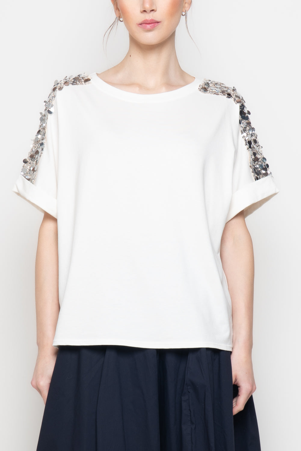 T-shirt con Spalle Paillettes