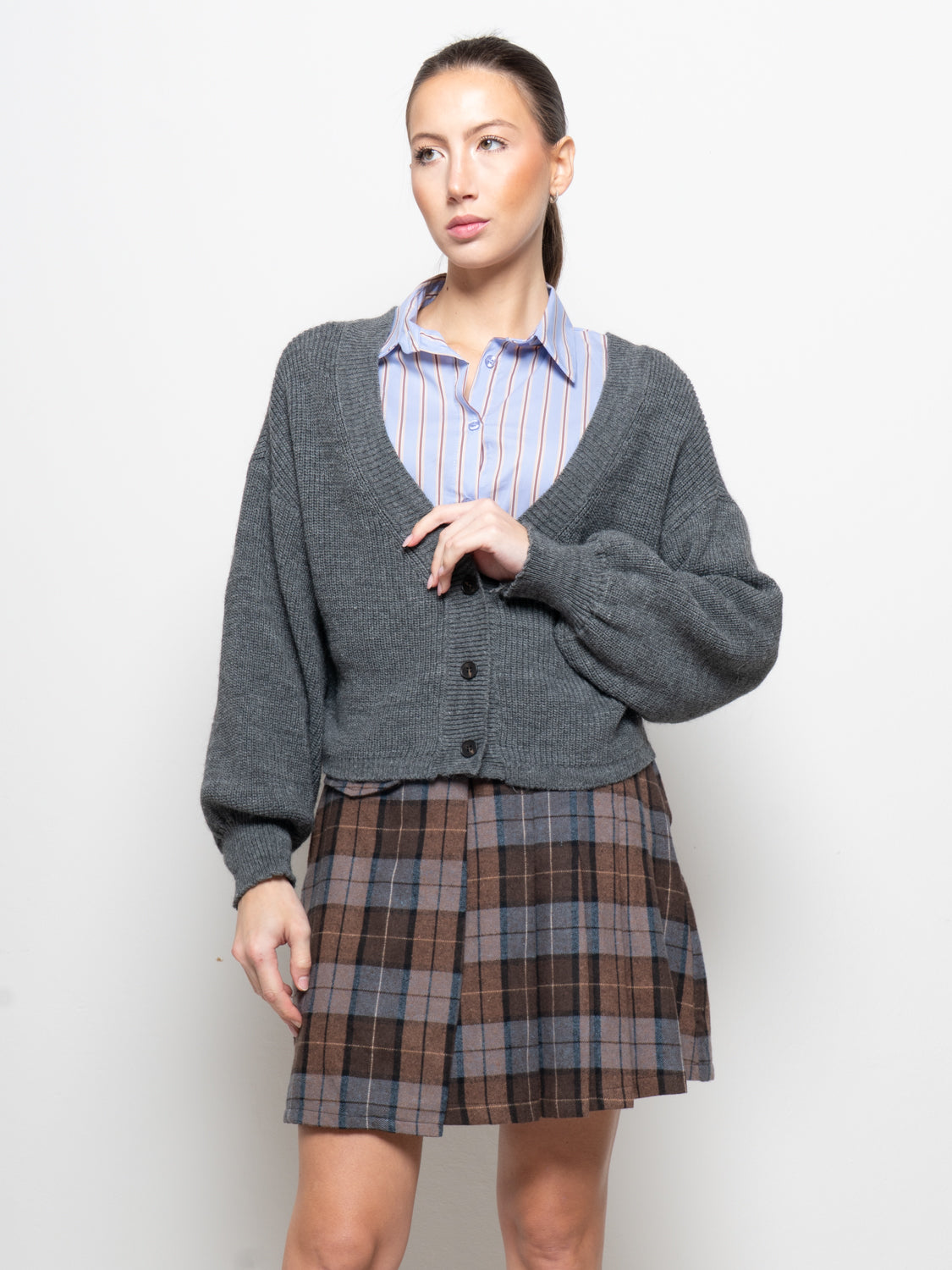 cardigan crop doppio V