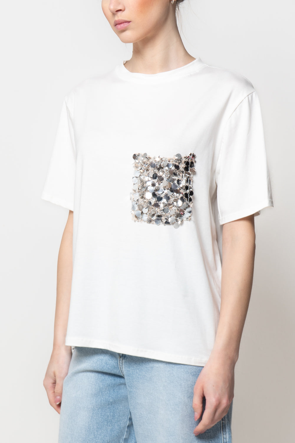 T-shirt con Tasca Paillettes