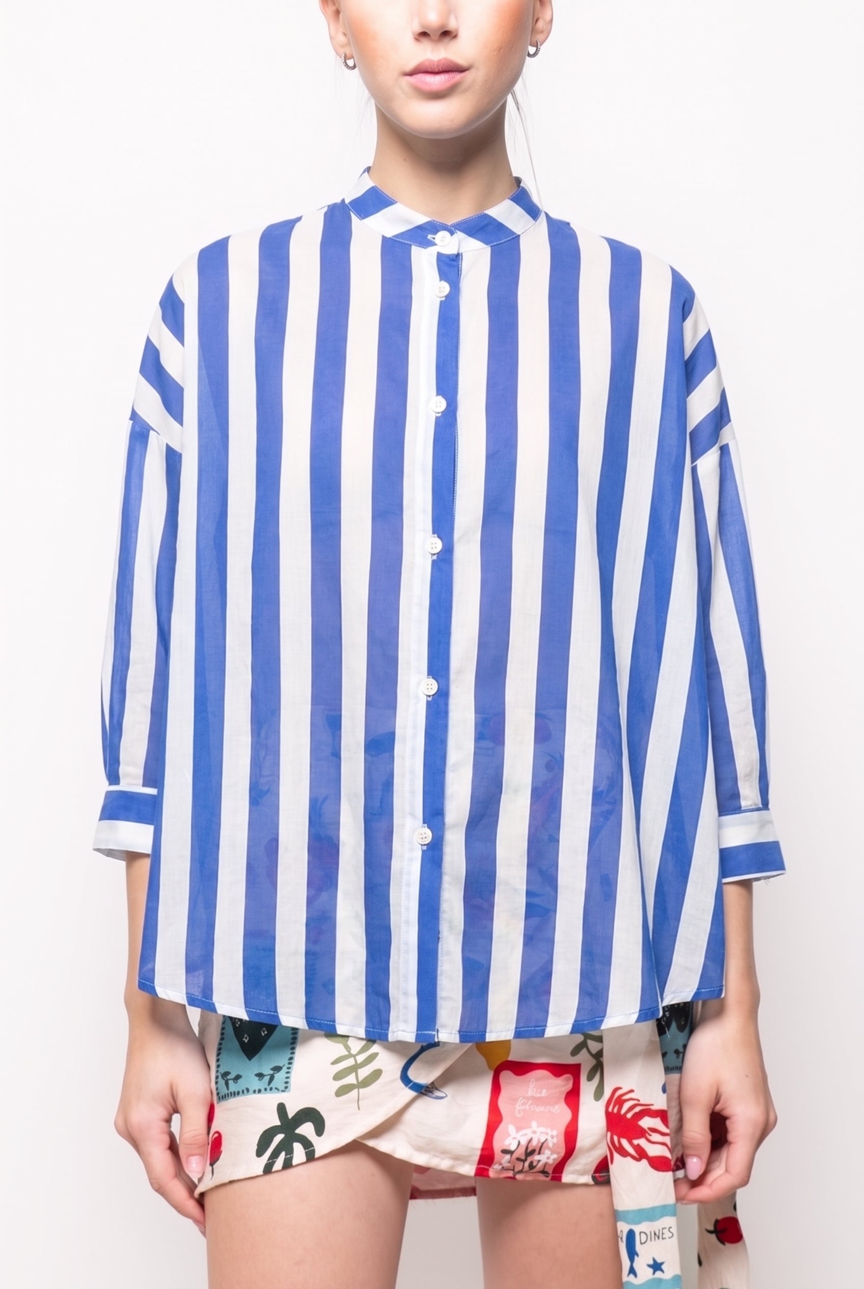 Camicia alla coreana a righe