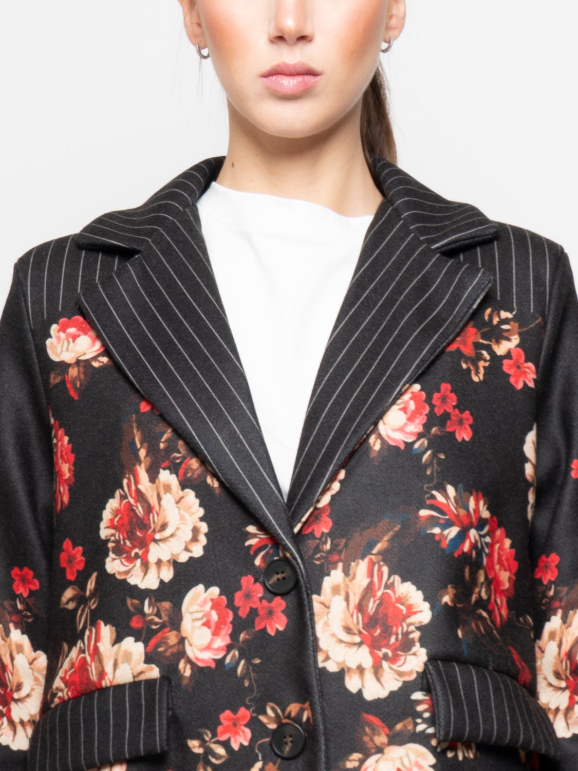 Giacca fantasia patchwork a motivo stampato