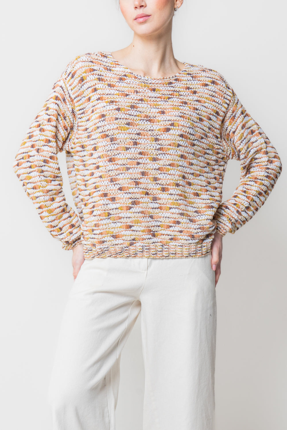 Maglia Girocollo in Filato Fiammato Multicolor