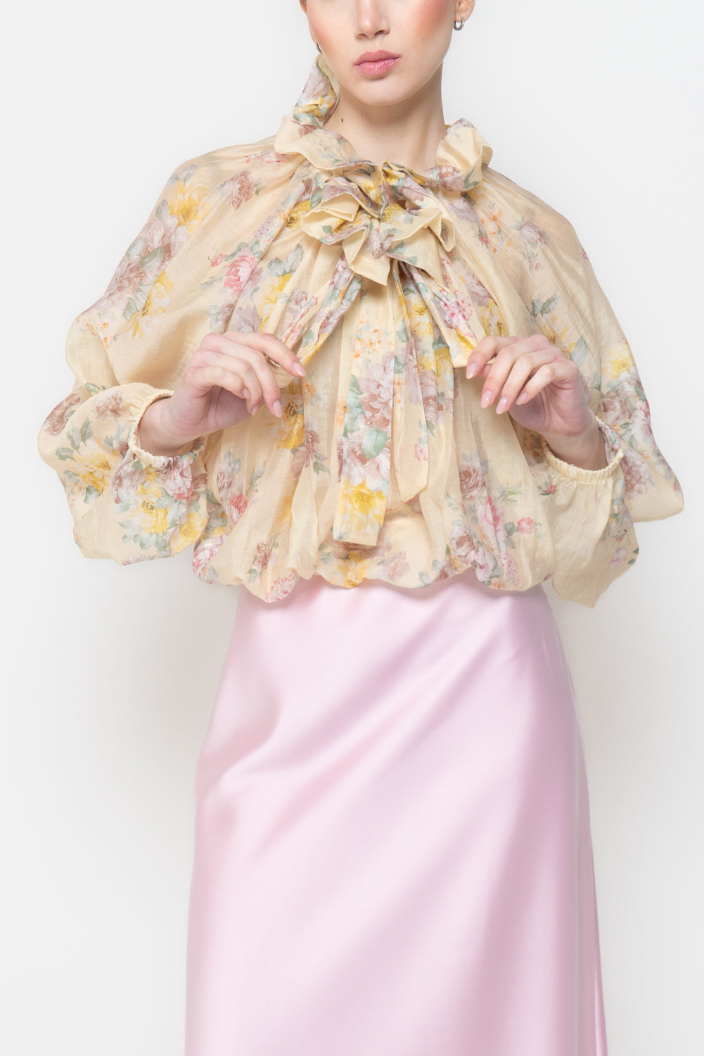 Blusa Floreale con Maxi Fiocco