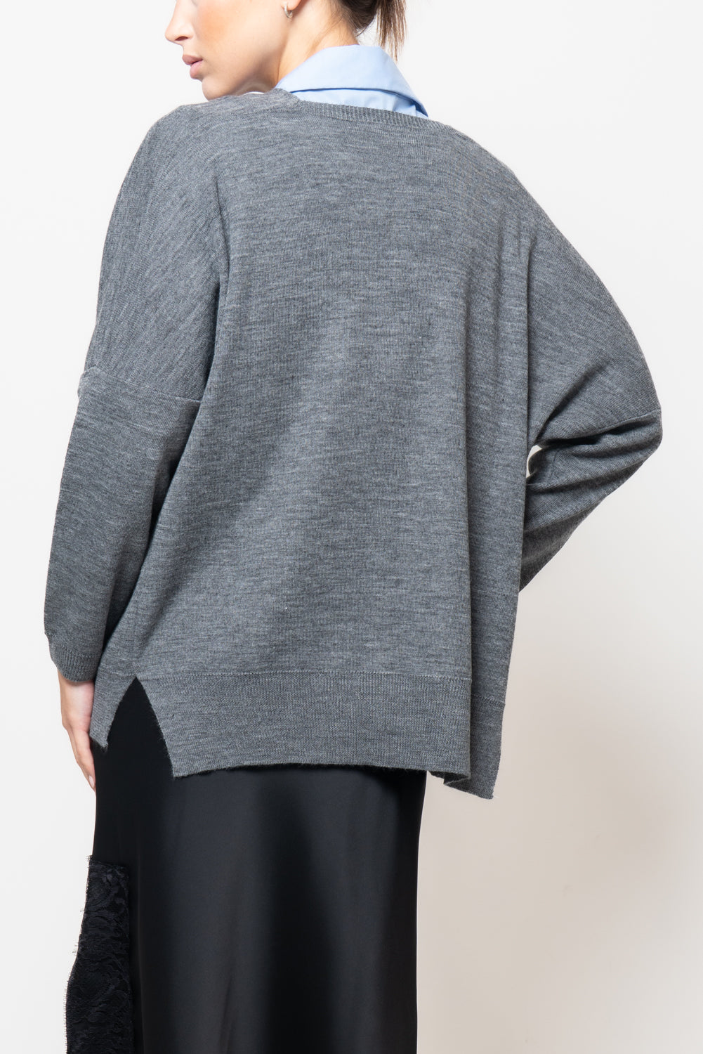 Cardigan in misto lana con spacchi