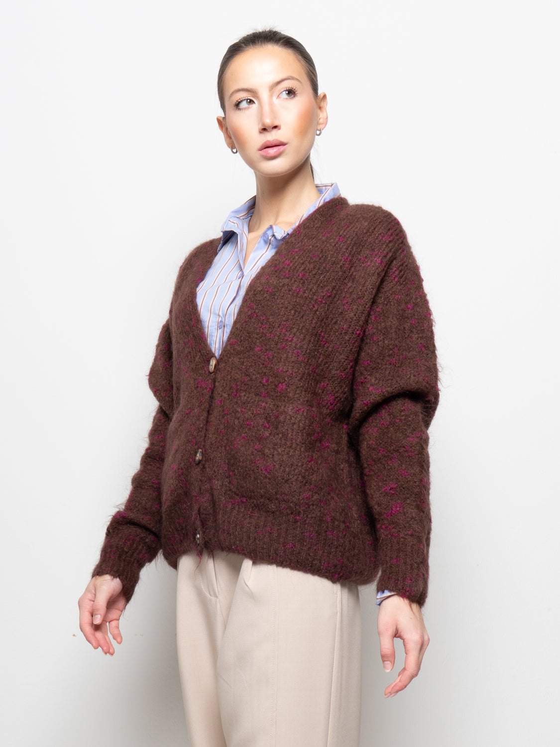 Cardigan in fantasia puntinata