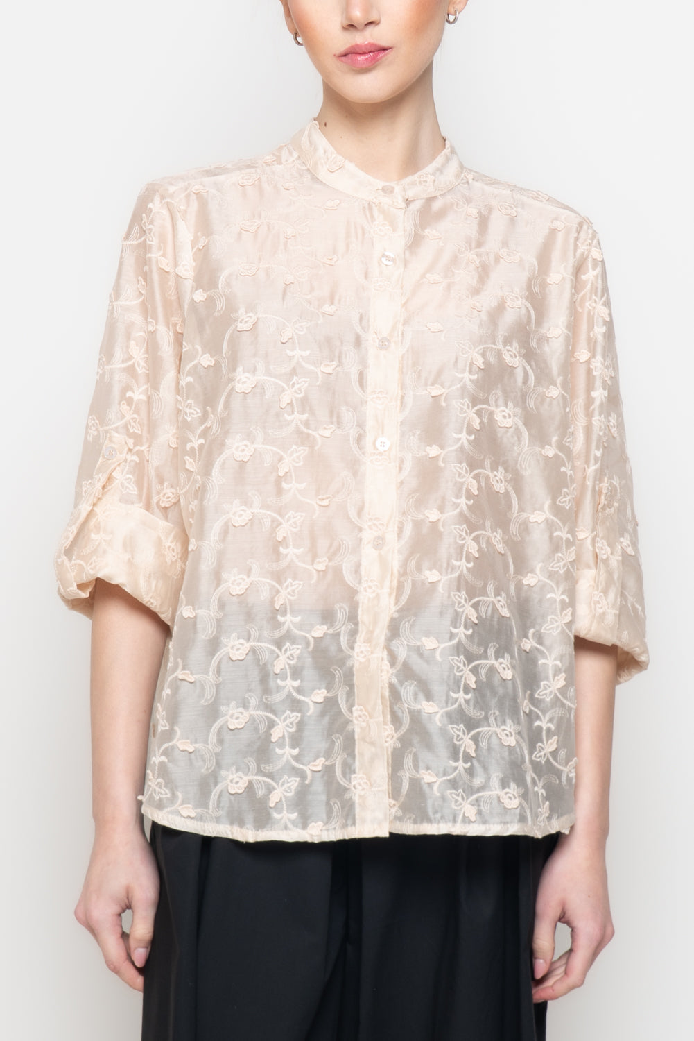Camicia con Ricami Floreali