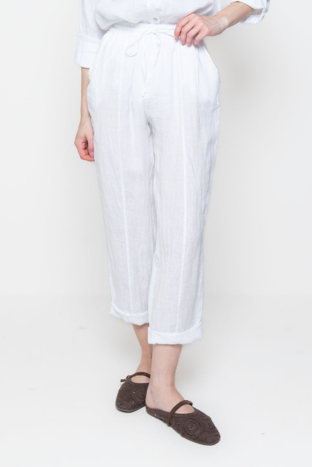 Pantaloni in Lino con Coulisse