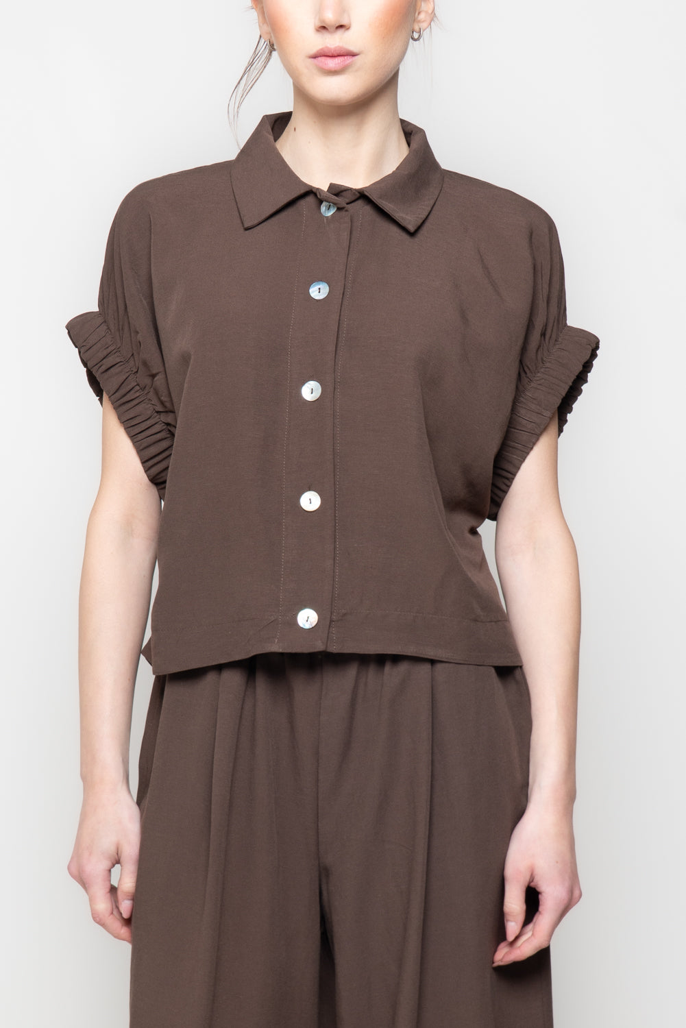 Camicia con Maniche Arricciate