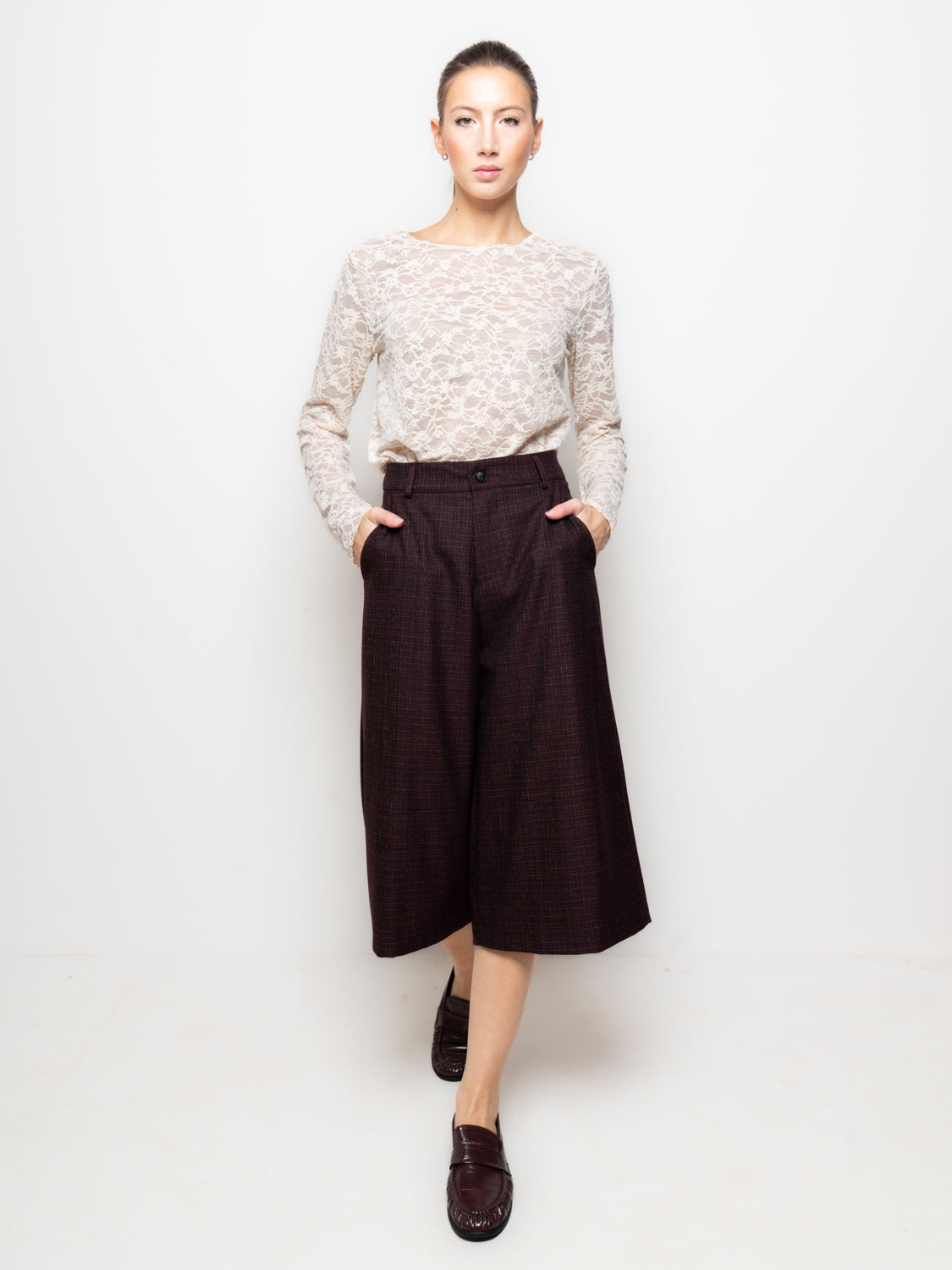 Pantalone culotte a vita alta