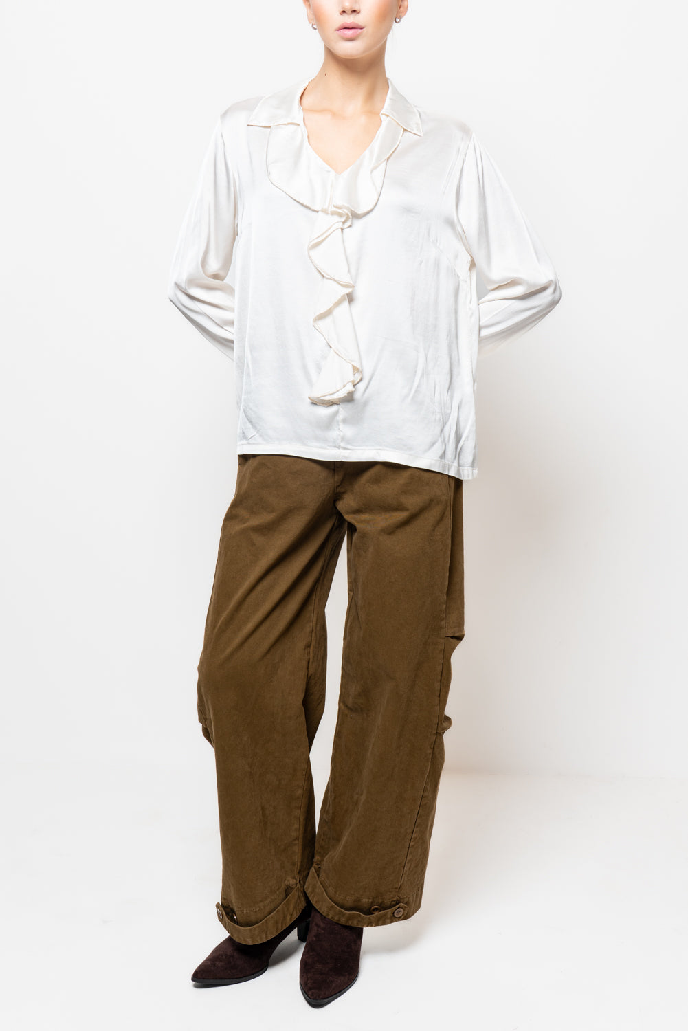 Camicia in satin con rouches