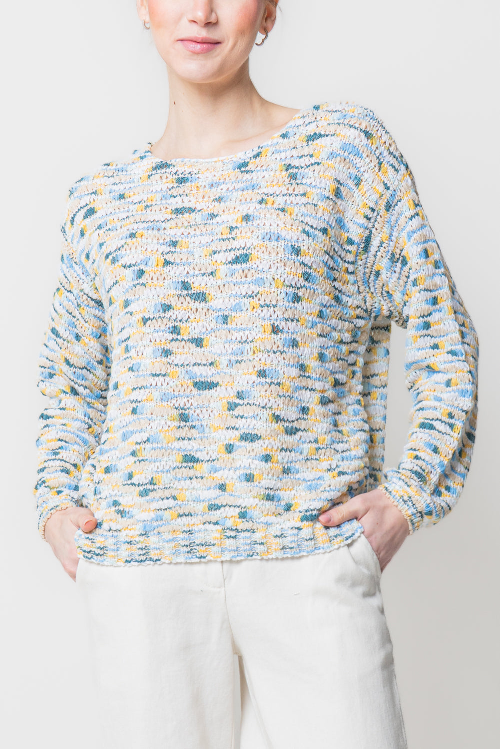 Maglia Girocollo in Filato Fiammato Multicolor