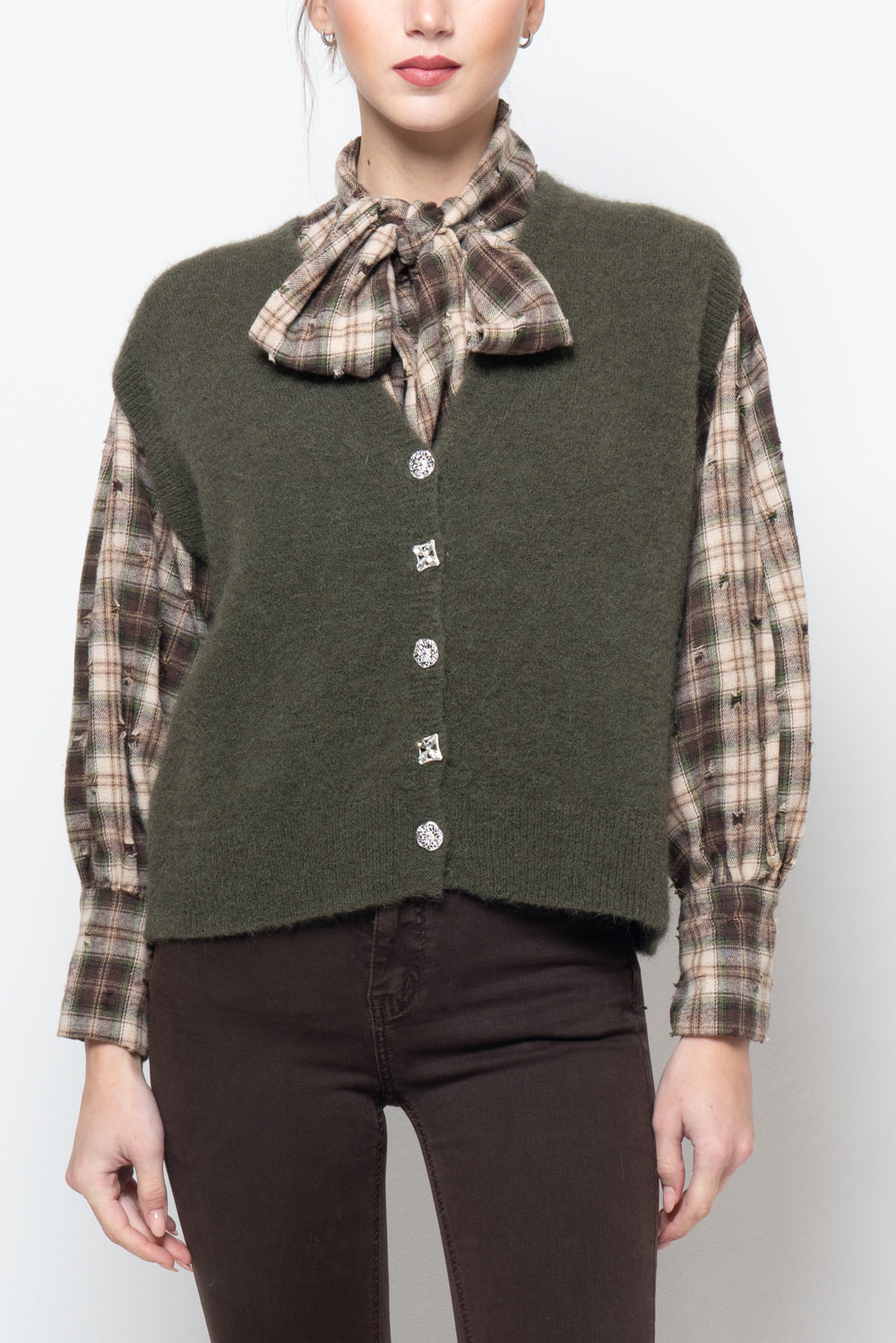 Gilet con bottoni gioiello