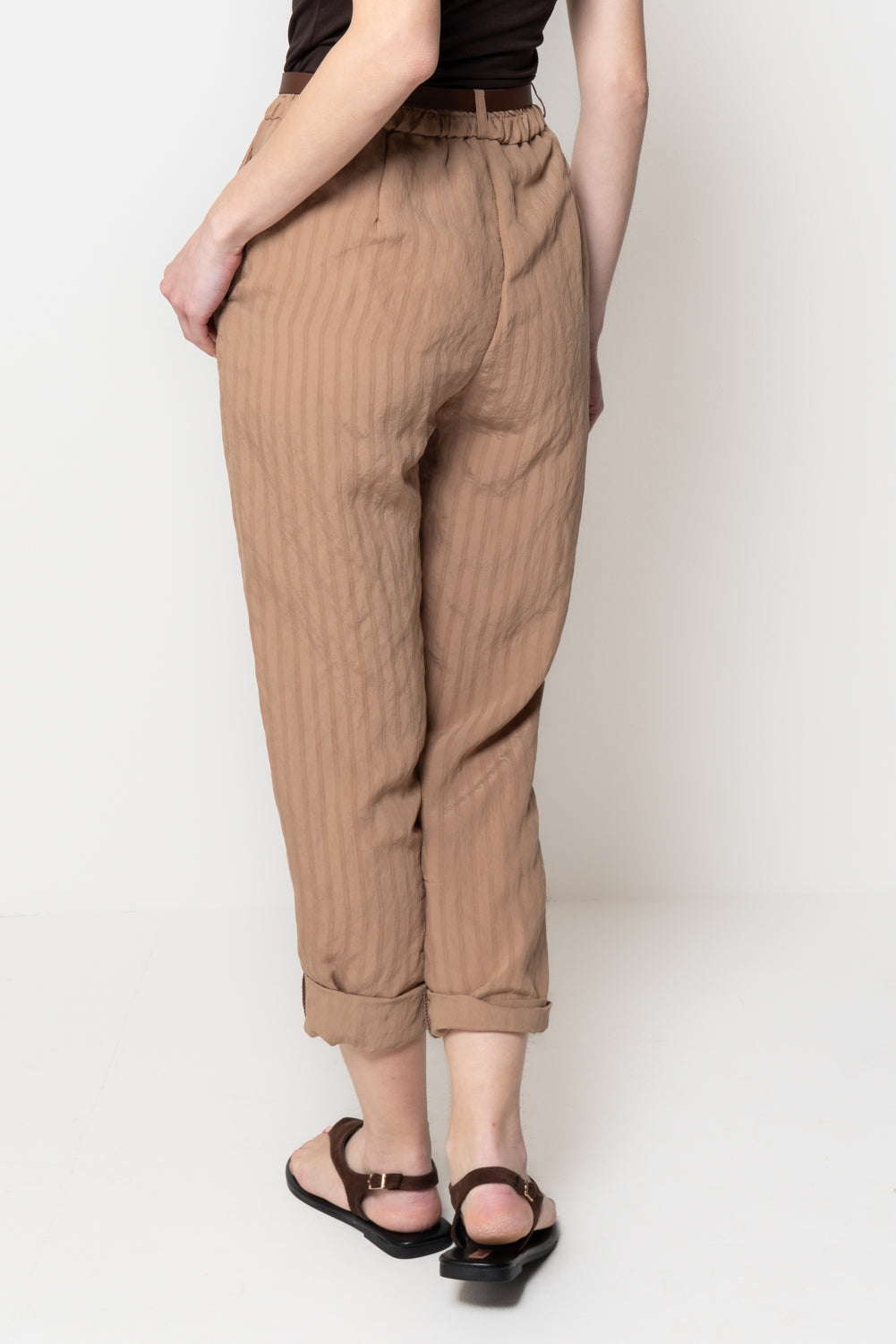Pantalone a Sigaretta a Trama Rigata