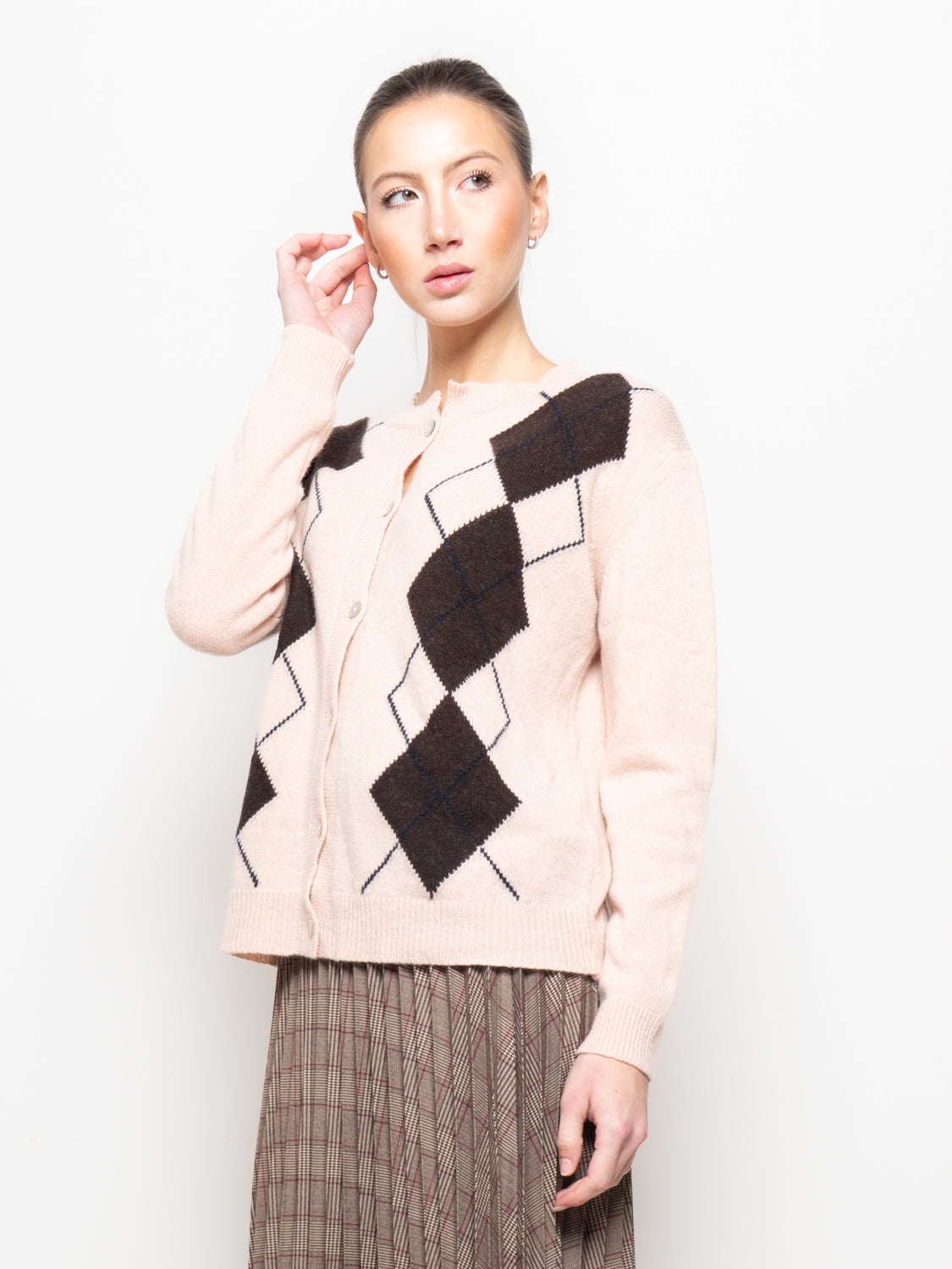 Cardigan con stampa a rombi