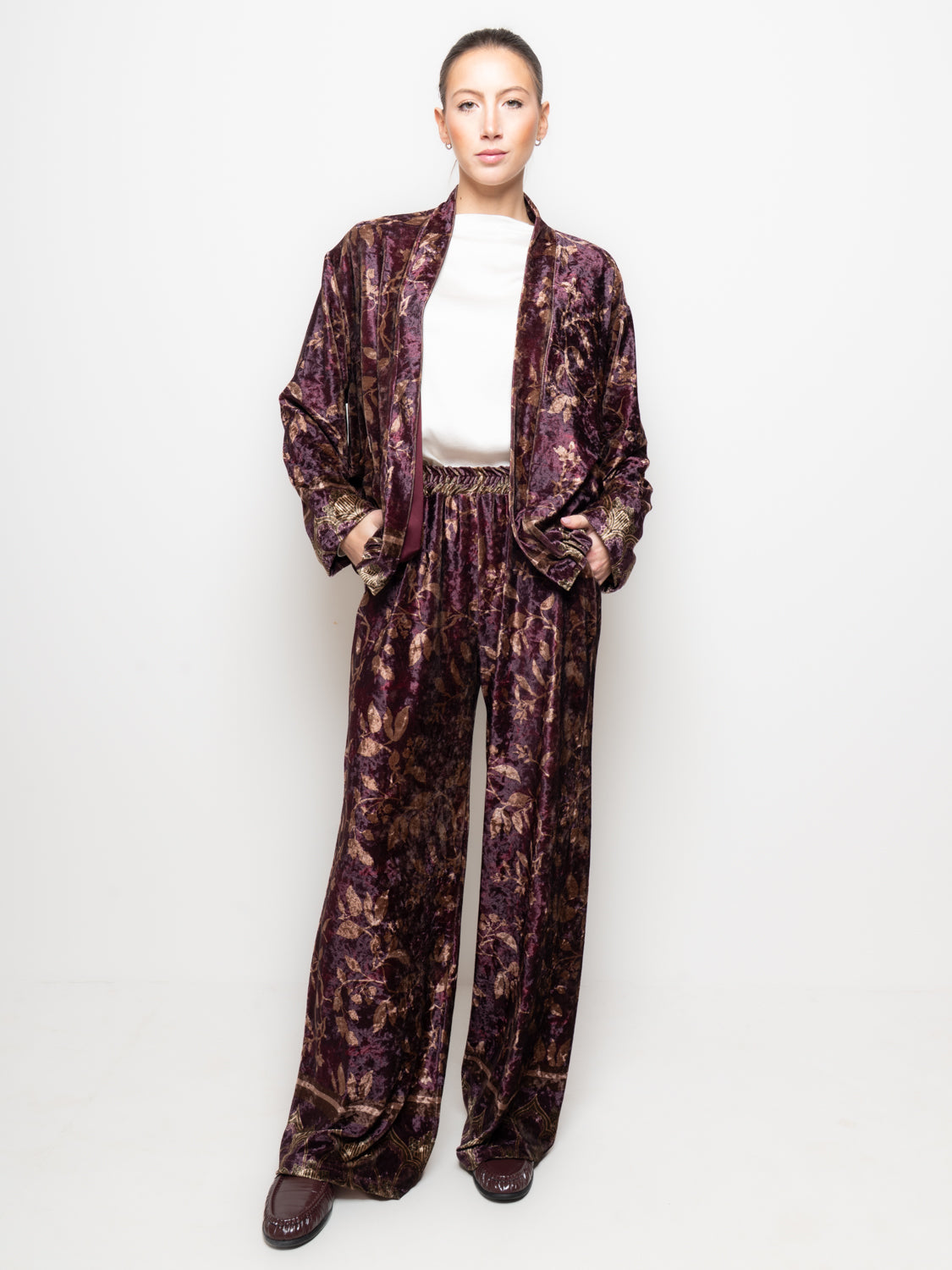 Blazer in velluto stampa floreale