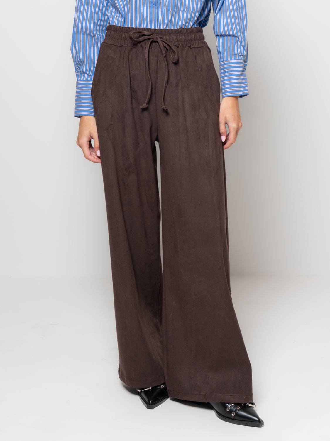 Pantalone palazzo effetto suede