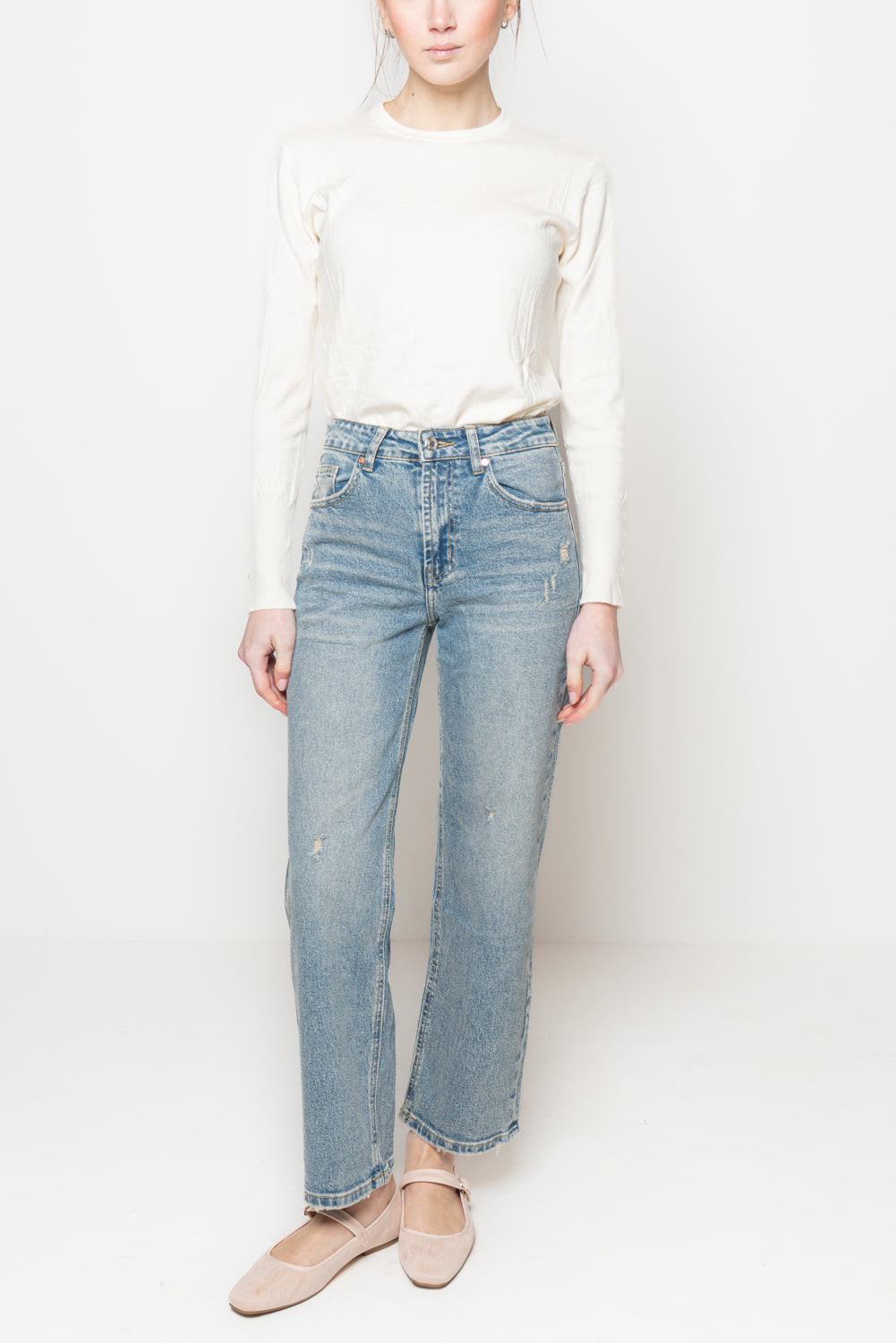 Jeans straight sdrucito