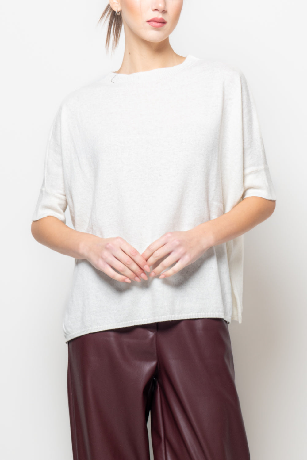 Maglia misto cashmere manica corta