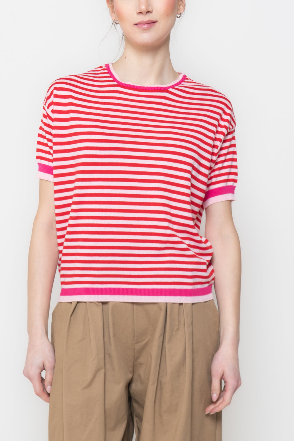 T-shirt in maglia a righe in cotone