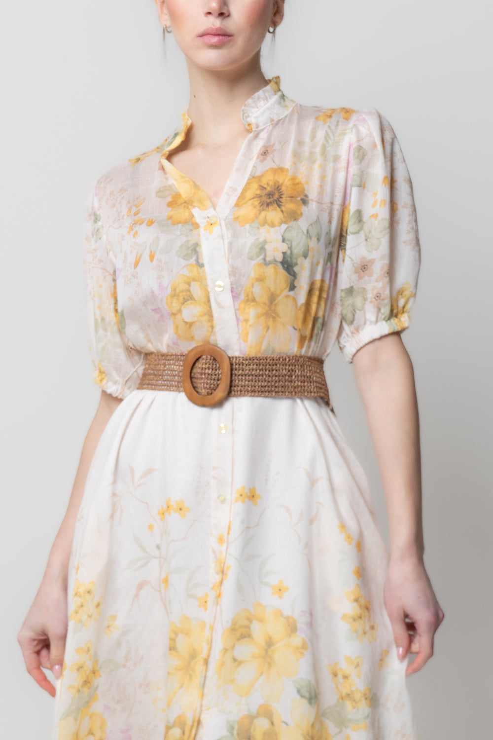 Abito Lungo Floreale con Cintura