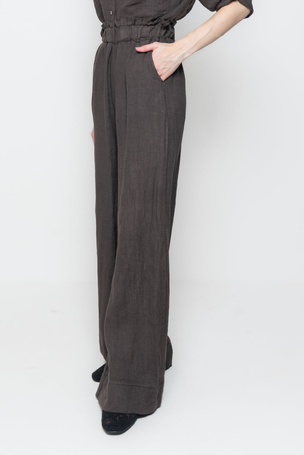 Pantaloni Palazzo in Lino con Pinces